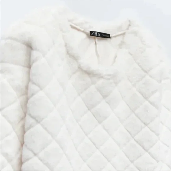 Zara Crop Quilted Faux Fur Sweater - Picture 12 of 12